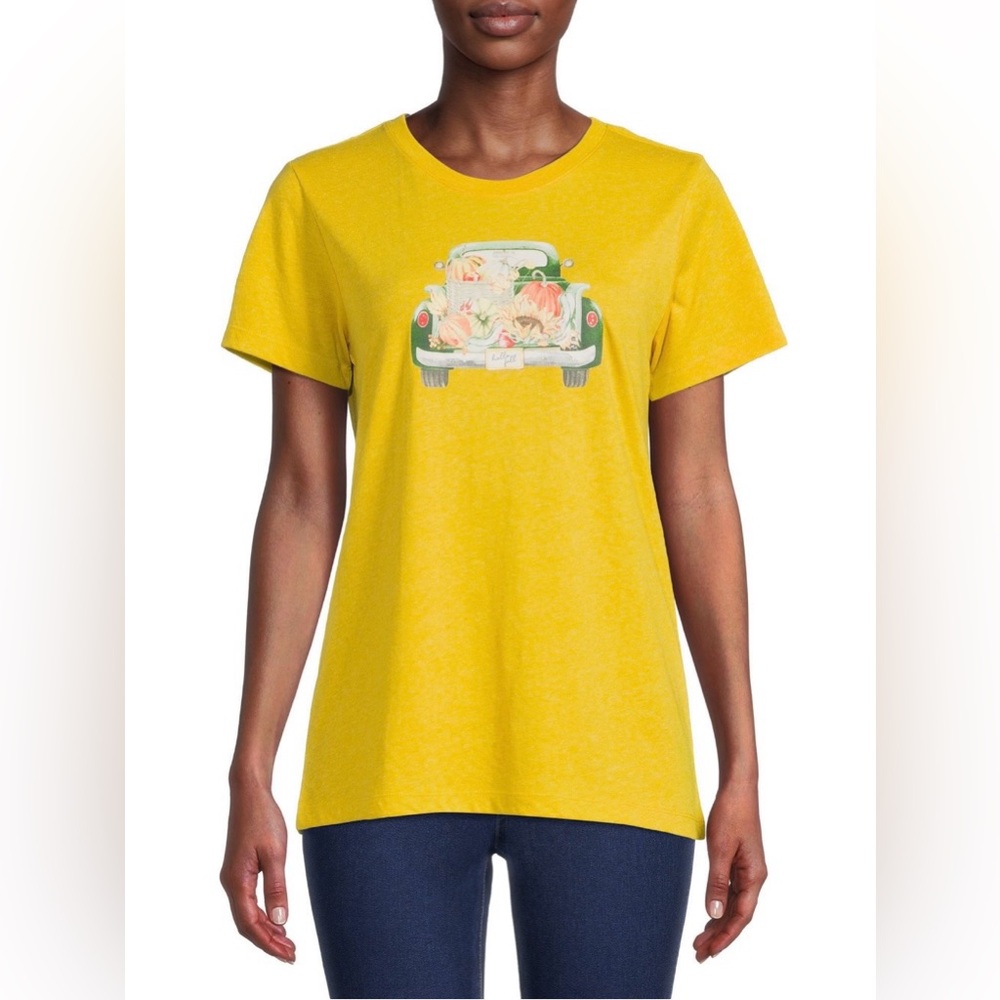 Women's Truck Load Tee T-shirt fall short sleeve crew neck size S mustard yellow